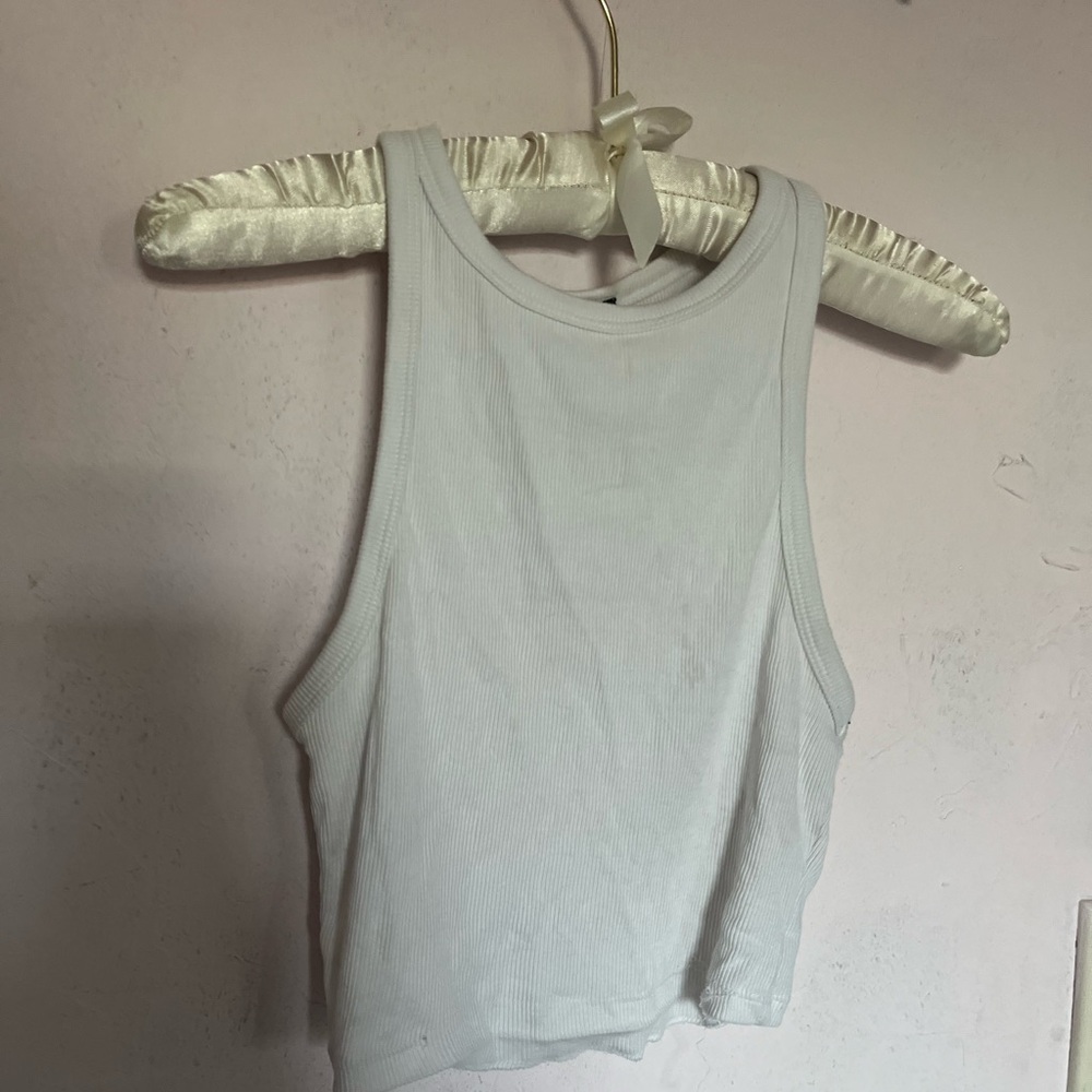 Zara White Ribbed Tank Top